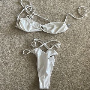 White reflective snakeskin bikini